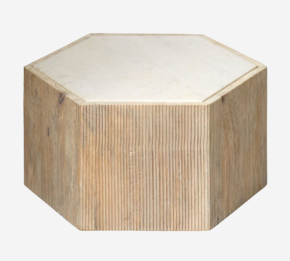 wood hexagon side table