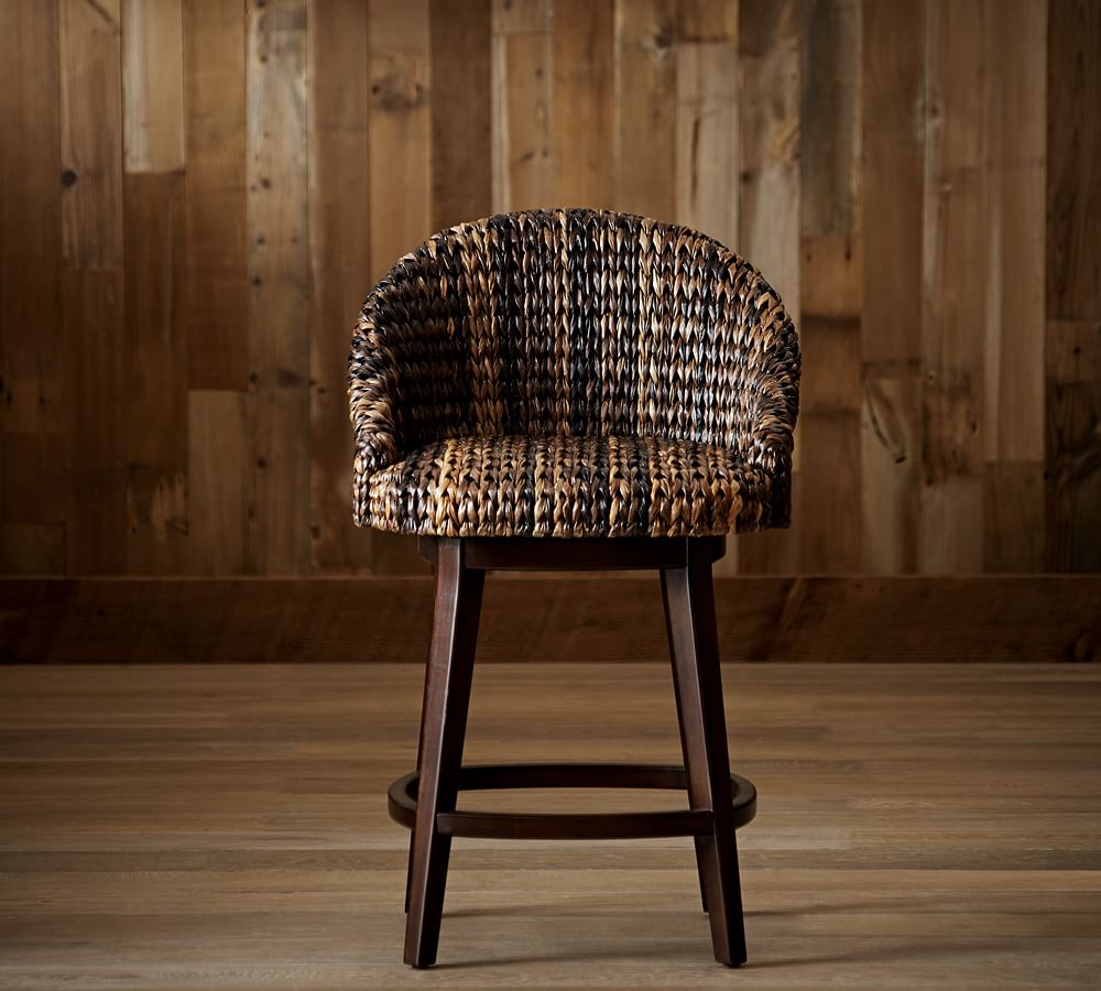 Seagrass Bucket Swivel Counter Stool Pottery Barn