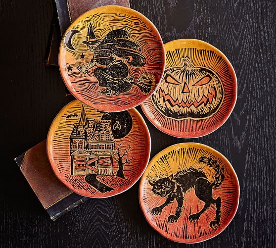 halloween ceramic salad plates