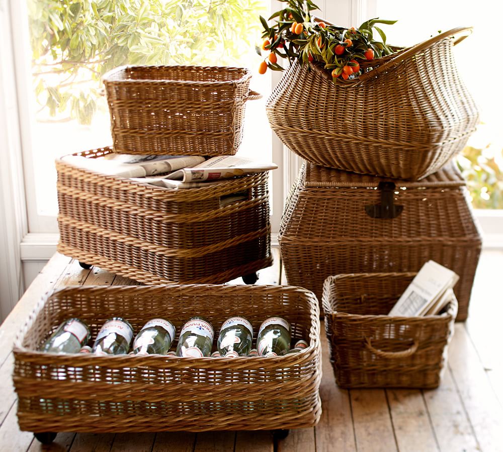 Jacquelyne Angled Lidded Storage Basket Pottery Barn