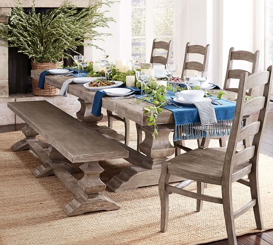 pottery barn table and bench