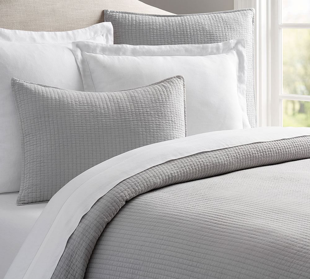 Harrison Square Stitch Quilt and Sham | Pottery Barn