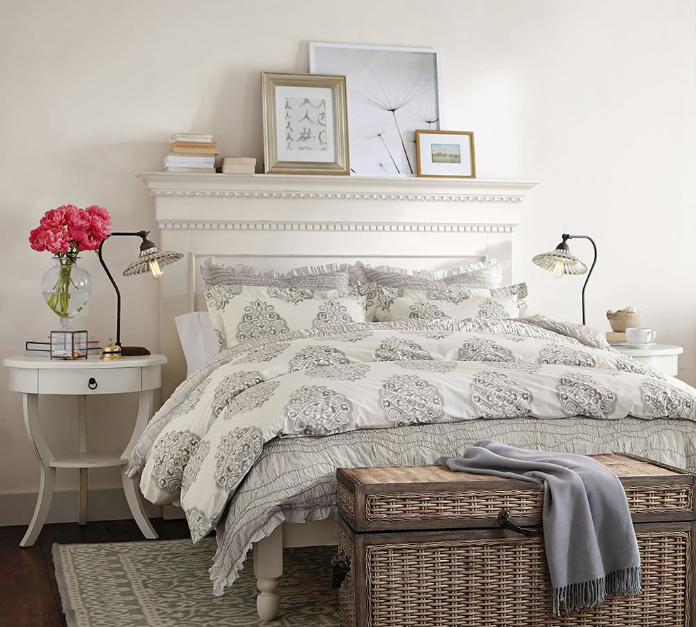 Ruched Voile Patterned Duvet Cover & Sham Pottery Barn