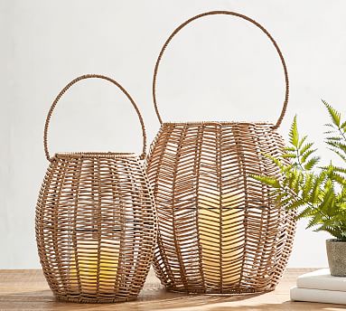 wicker lantern set