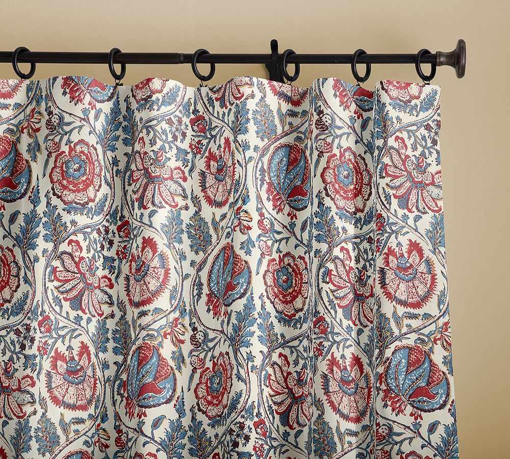 Haylie Print Linen/Cotton Rod Pocket Curtain Pottery Barn