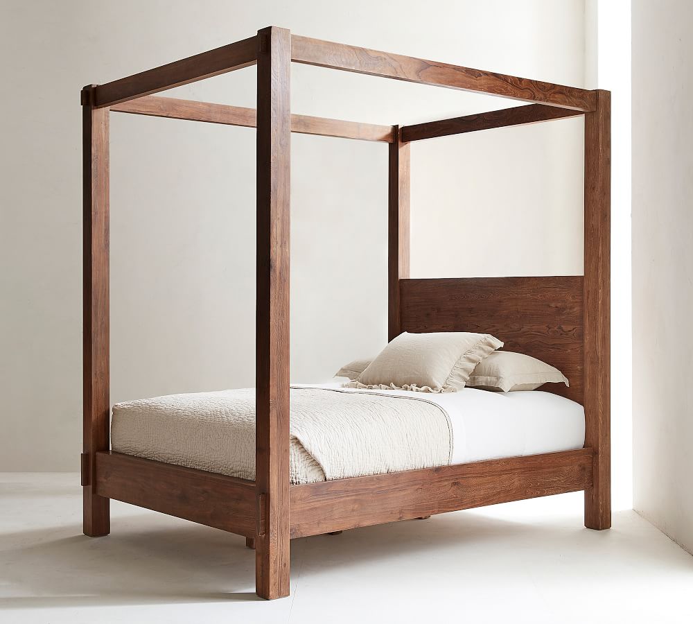 Menlo Reclaimed Teak Canopy Bed | Pottery Barn