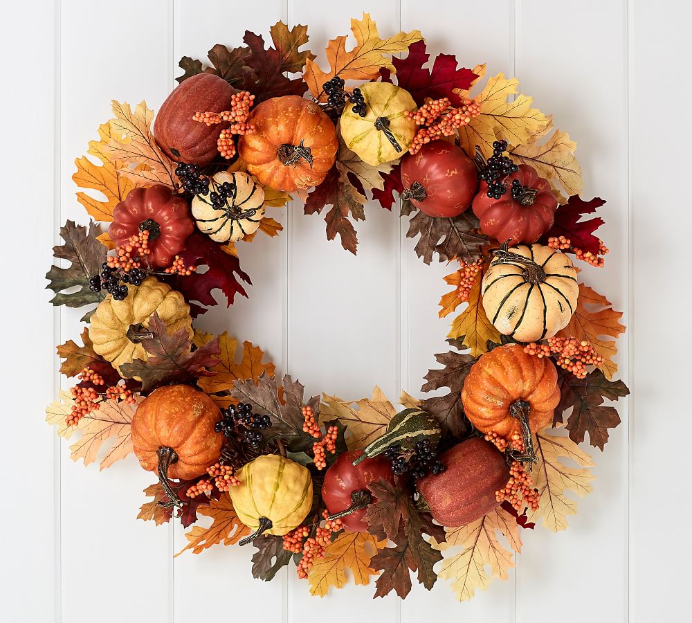 Faux Harvest Pumpkin Wreath Pottery Barn