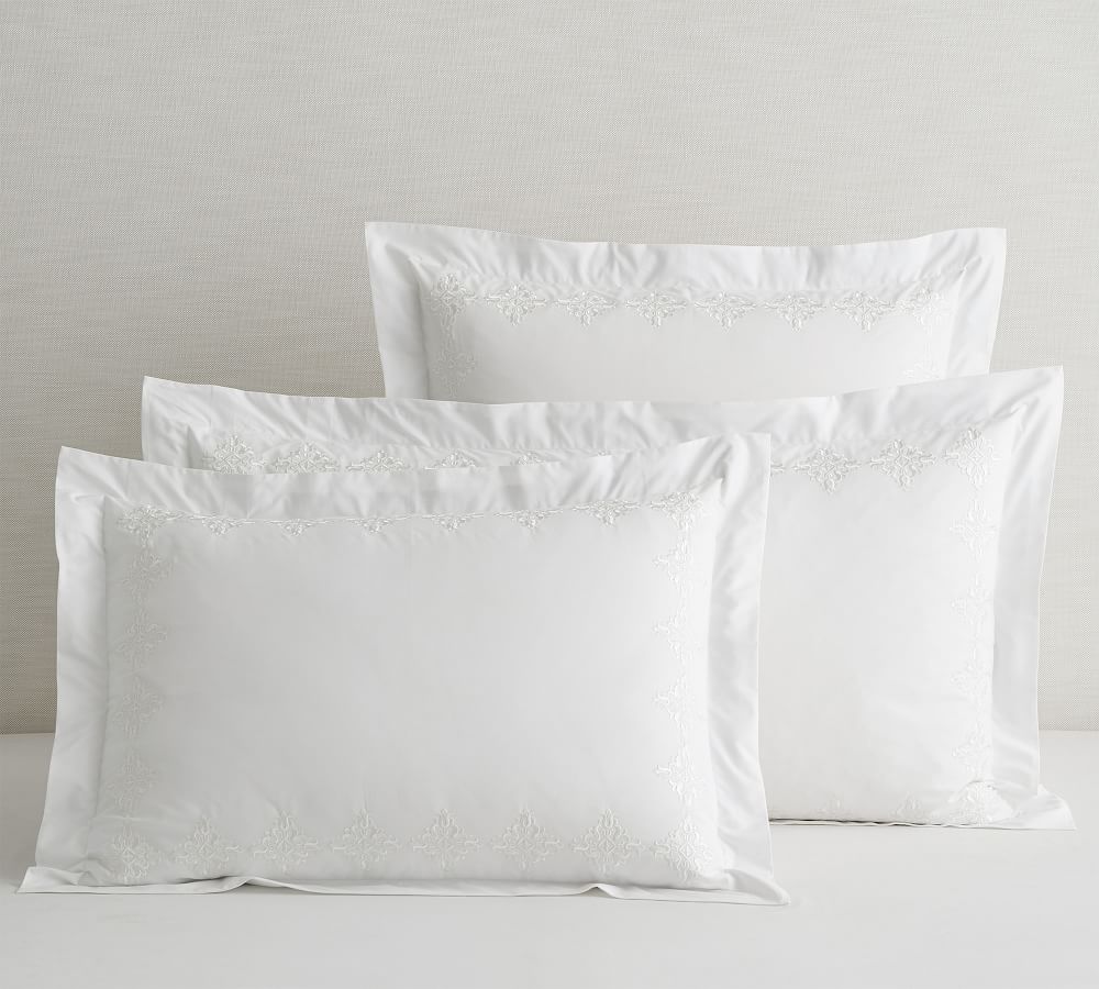 Tile Embroidered Organic Pillow Sham | Pottery Barn