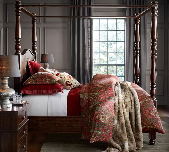 pottery barn red paisley bedding