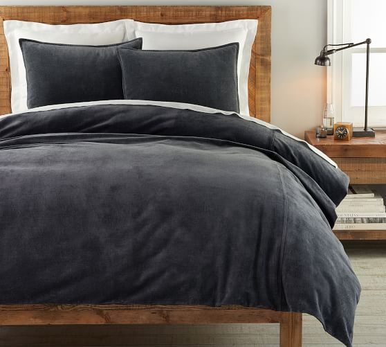 velvet duvet cover grey