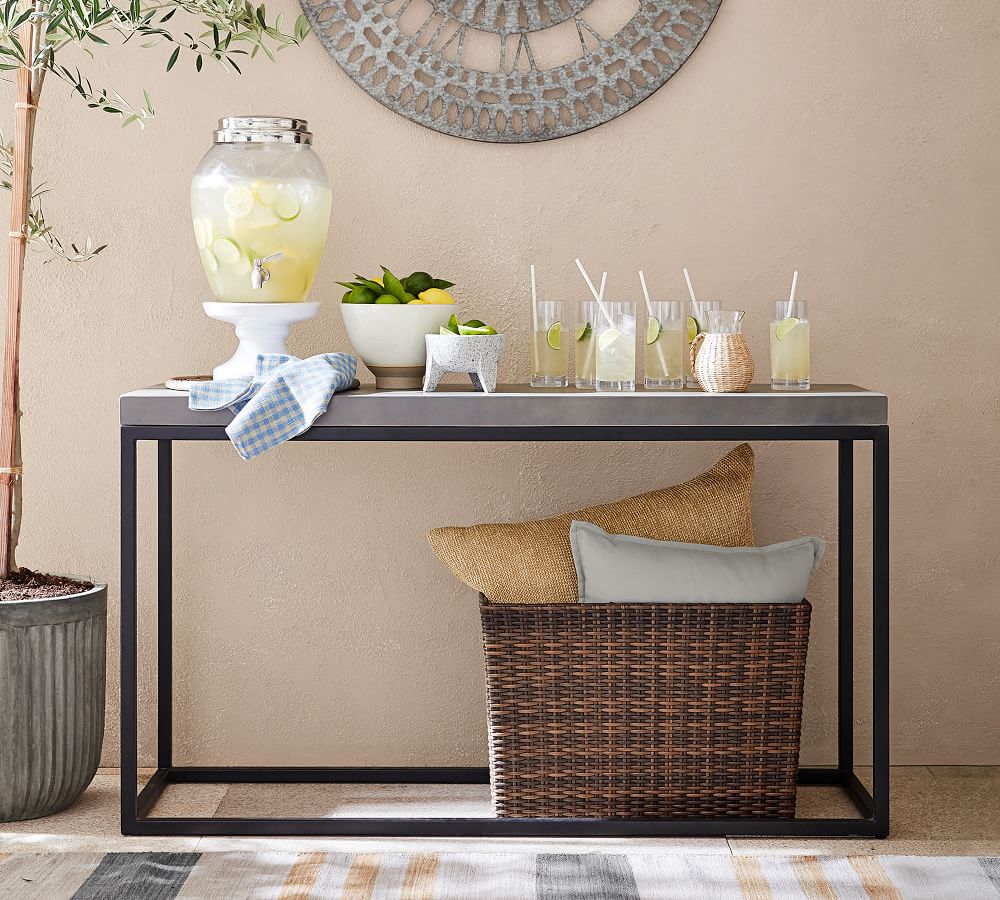 Sloan Indoor/Outdoor Concrete & Iron Console Table Pottery Barn