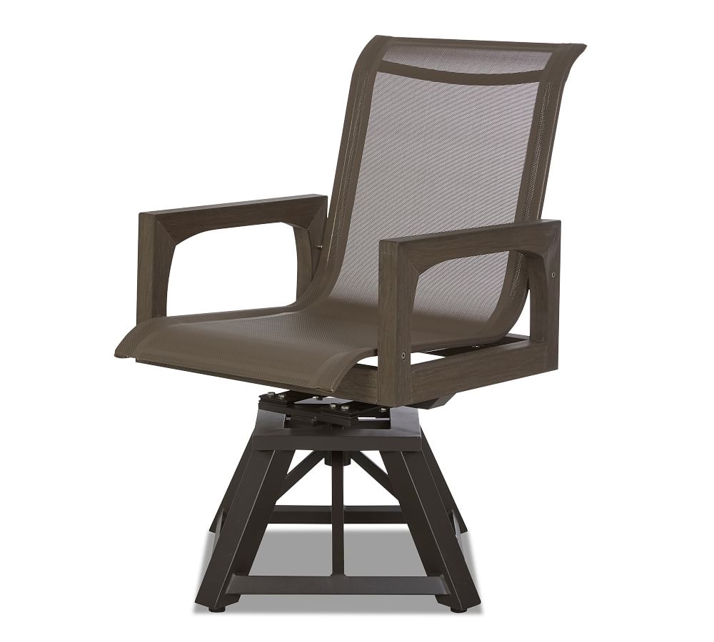 Tropez Faux Teak Swivel Rock Dining Chair, Shadow Pottery Barn