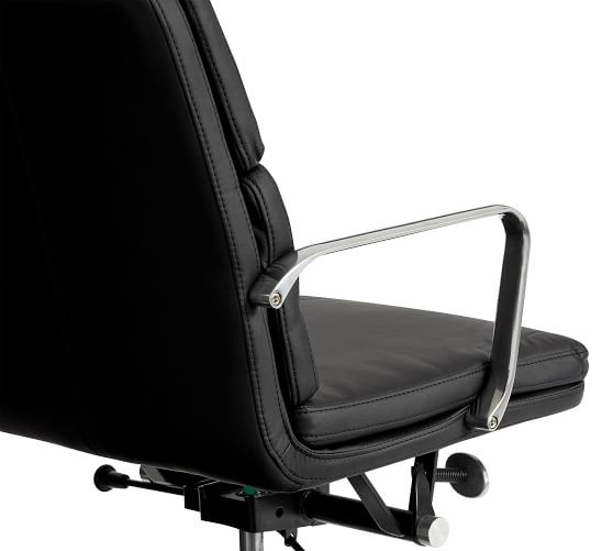 black leather swivel desk chair