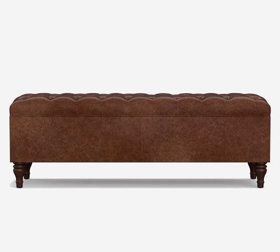 leather tufted bench