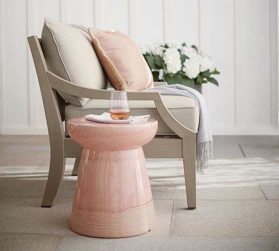 pink outdoor side table