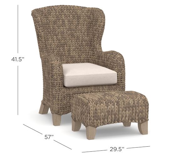 pottery barn seagrass wing chair