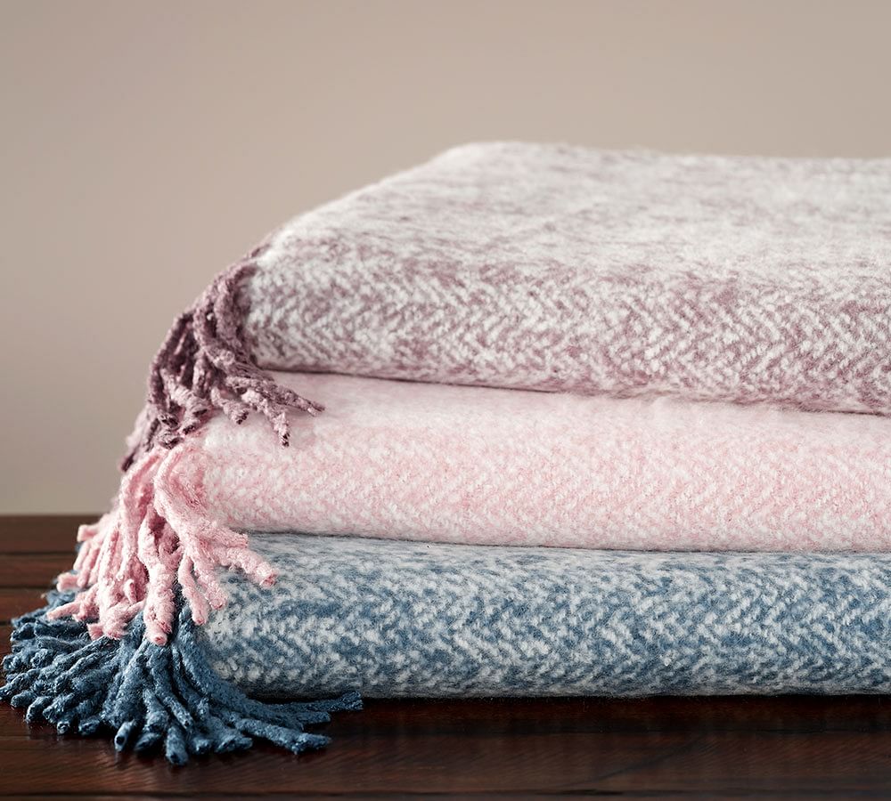 Herringbone Mohair Throw Blanket Pottery Barn