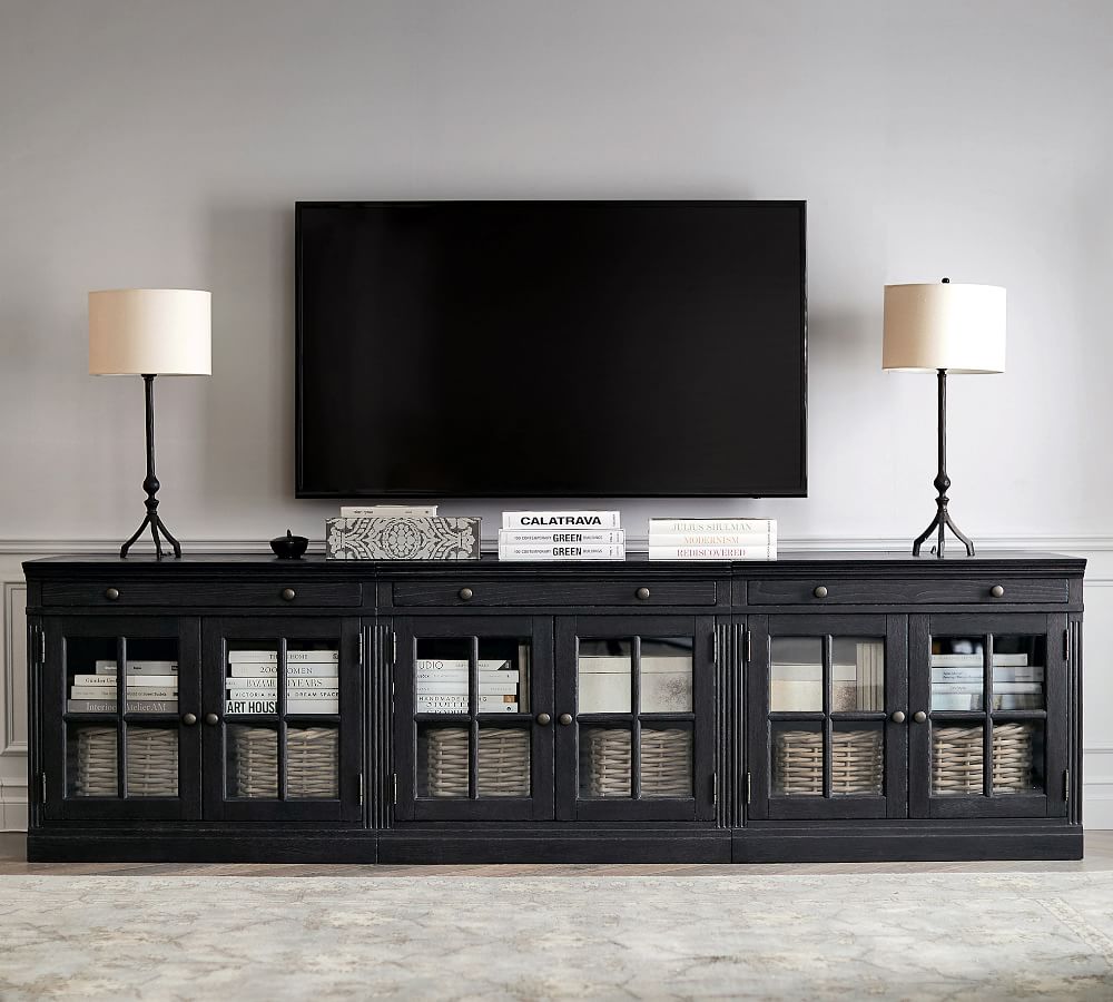 Livingston 105" Media Console with Glass Door Gray Wash