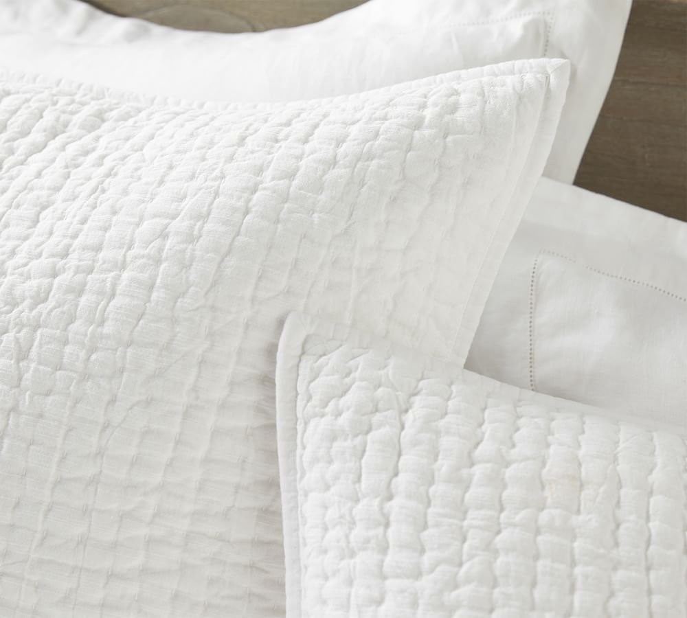 Stonewashed Pick-Stitch Pillow Sham - White | Pottery Barn