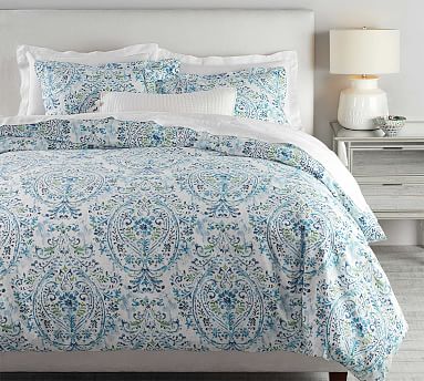 Naomi Paisley Cotton Linen Blend Duvet Cover & Shams | Pottery Barn