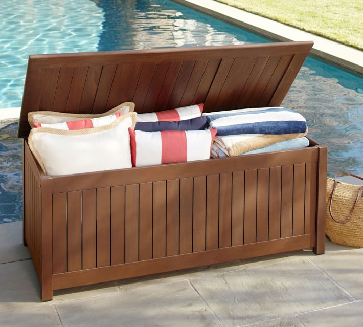 pool patio storage bench