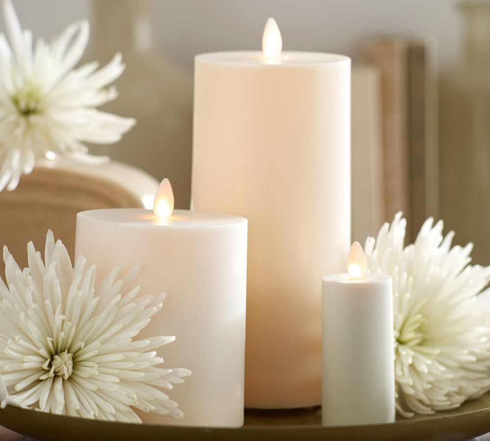 Premium Flickering Flameless Outdoor Pillar Candles Pottery Barn