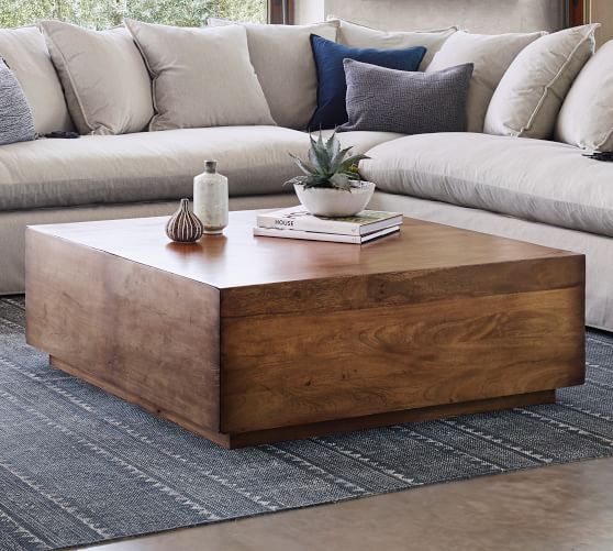 pottery barn wood coffee table