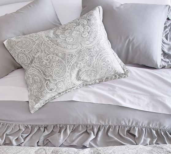 pottery barn tencel ruffle duvet cover