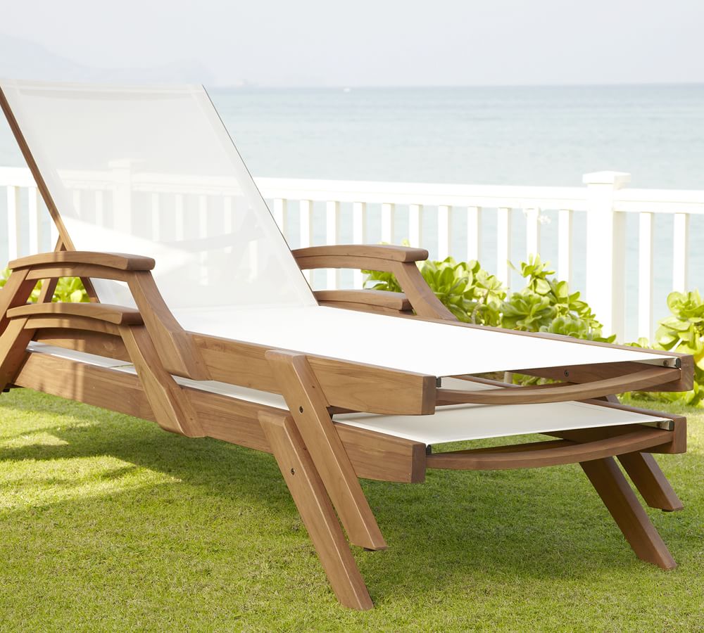 teak mesh chaise lounge