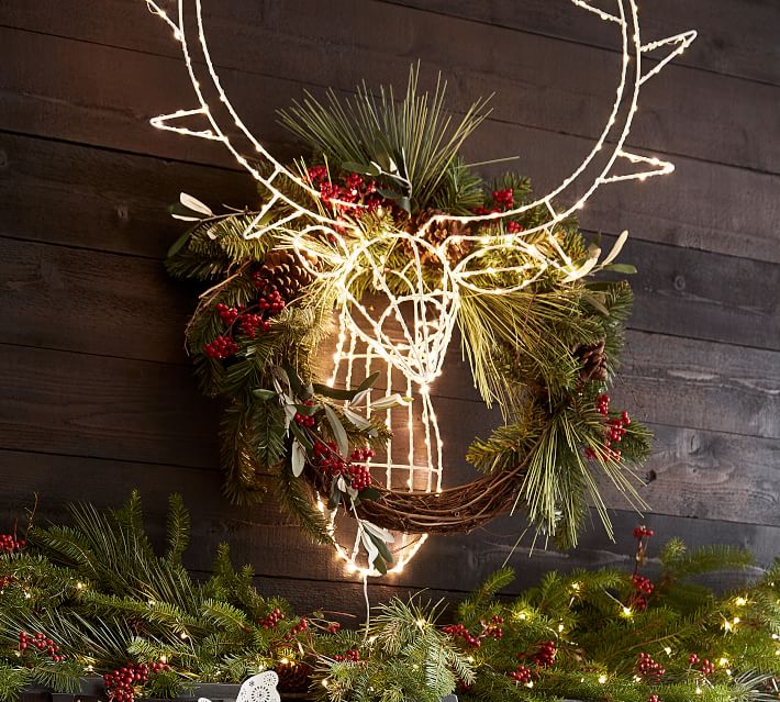 light up deer head wall art