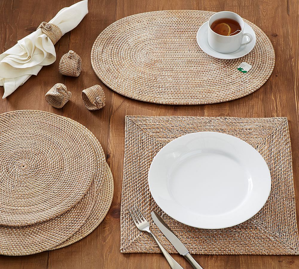 Tava Handwoven Rattan Square Placemat Pottery Barn