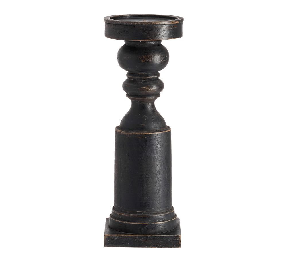 Painted Carved Wood Pillar Holders Black Candle Holder Pottery Barn