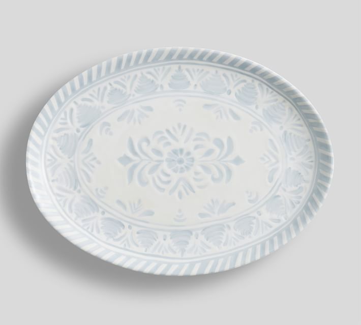 Chambray Tile Melamine Serving Platter | Pottery Barn