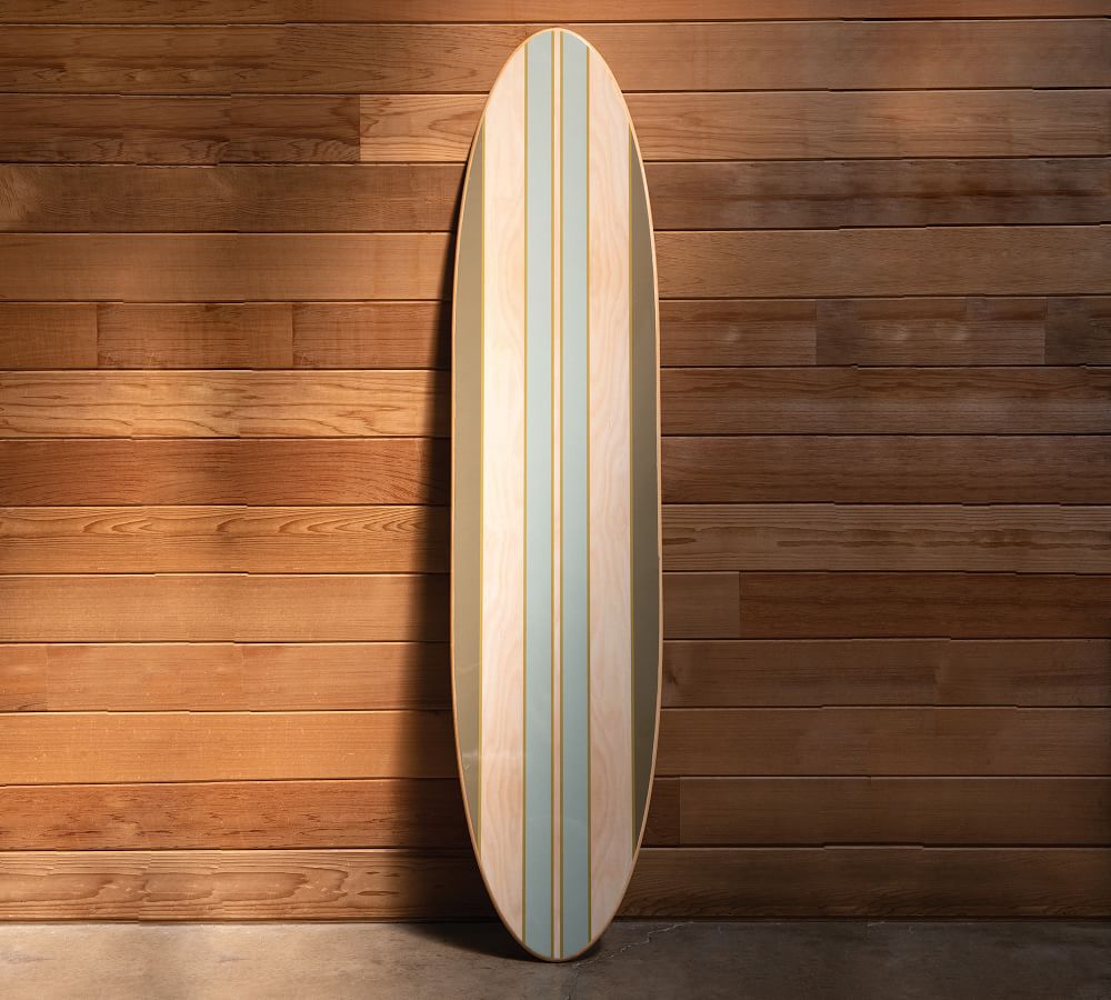 Striped Wooden Surfboard Wall Décor, 66" Pottery Barn