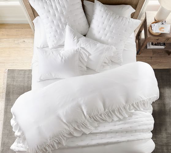 pottery barn tencel ruffle duvet cover