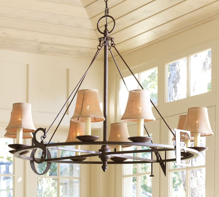 burlap shade chandelier