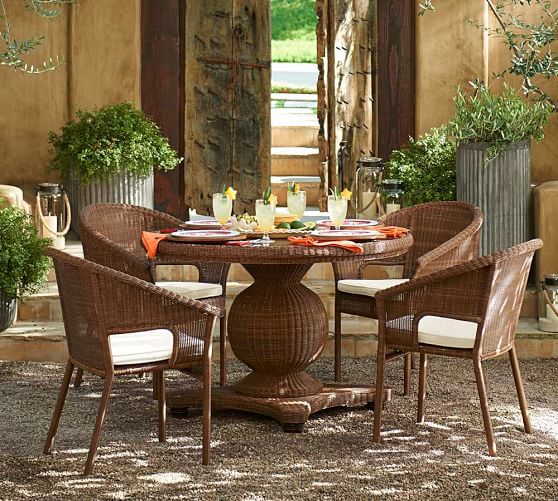 all weather wicker round dining table