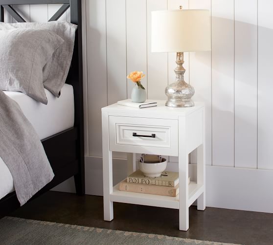 pottery barn white bedside table