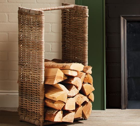 Fireside Extra Large Round Log Basket Wicker Rattan Stone Wood Storage Home 