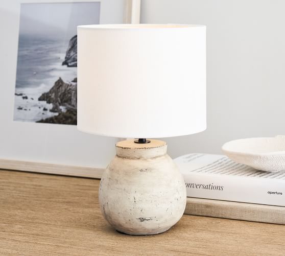 white concrete lamp