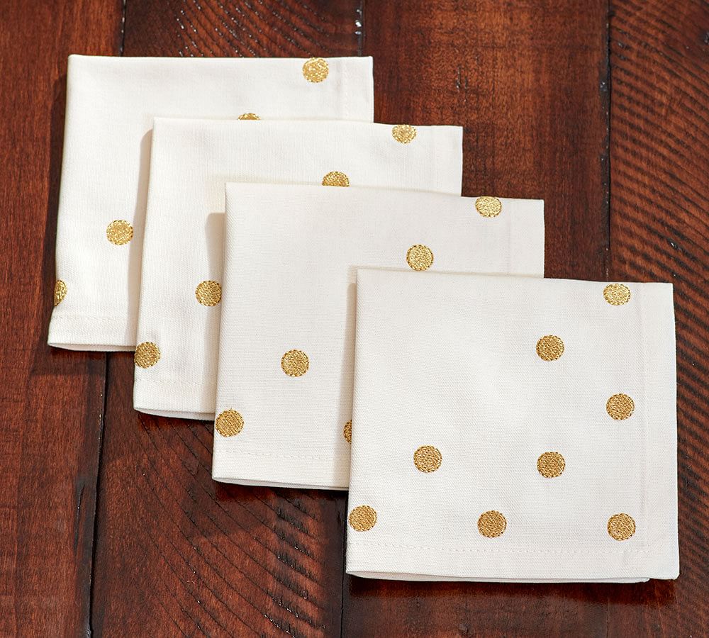 Gold Polka Dot Cocktail Napkin, Set of 4 Pottery Barn