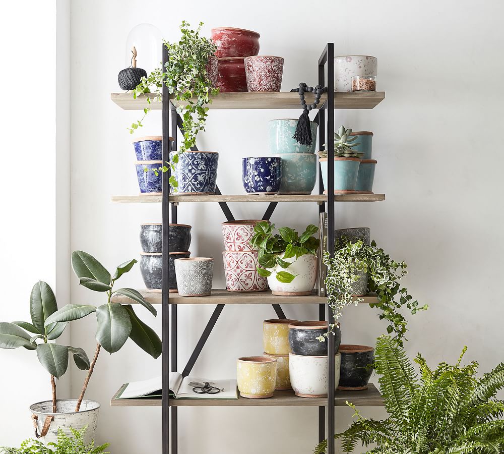 Ikat Tile Hand Painted Terra Cotta Planters | Pottery Barn