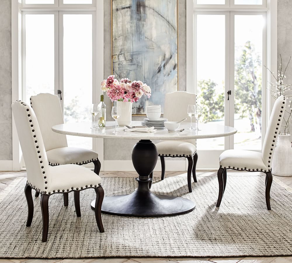 Chapman Oval Marble Pedestal Dining Table | Pottery Barn