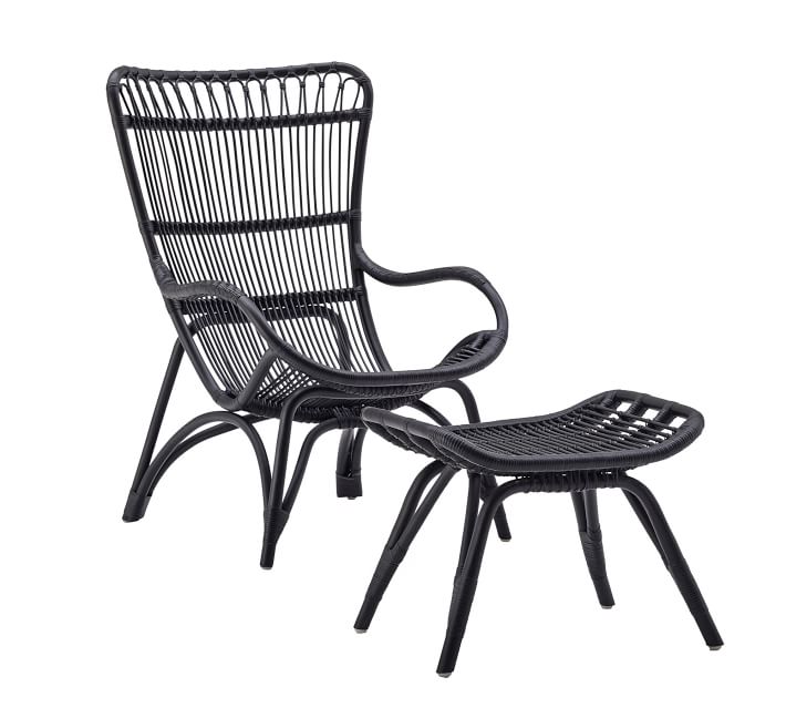 rattan chair with ottoman