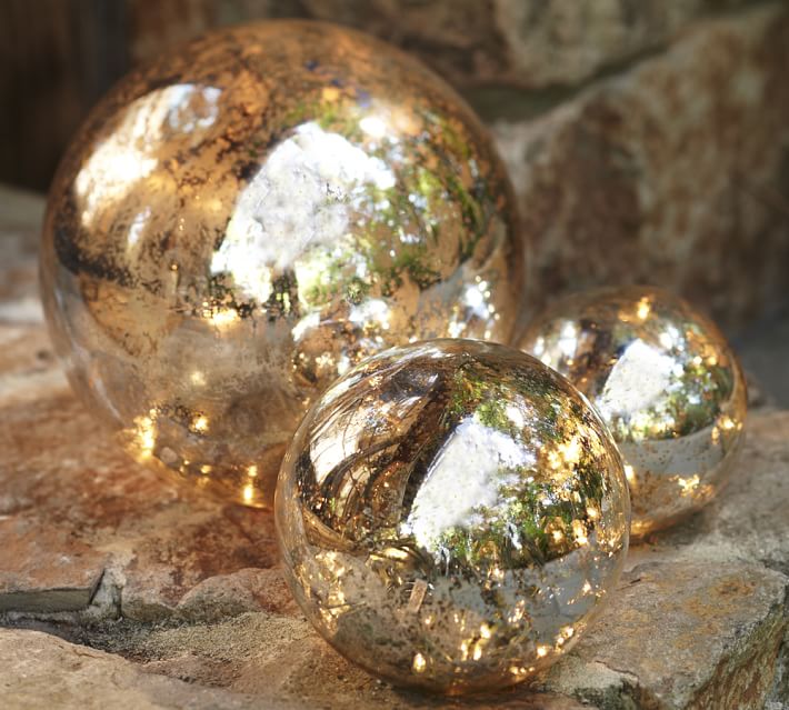 mercury glass light up orbs