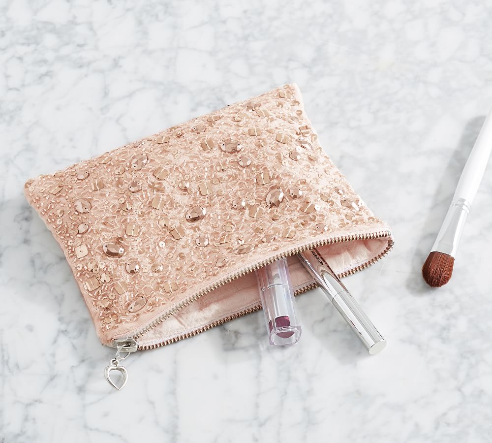 Monique Lhuillier Blossom Beaded Makeup Bag Pottery Barn