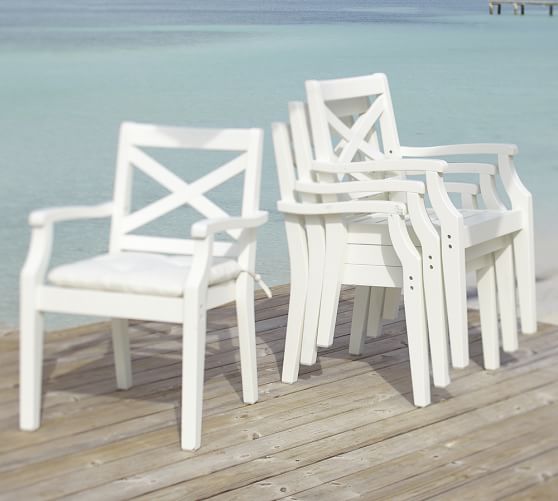 white stackable outdoor chairs