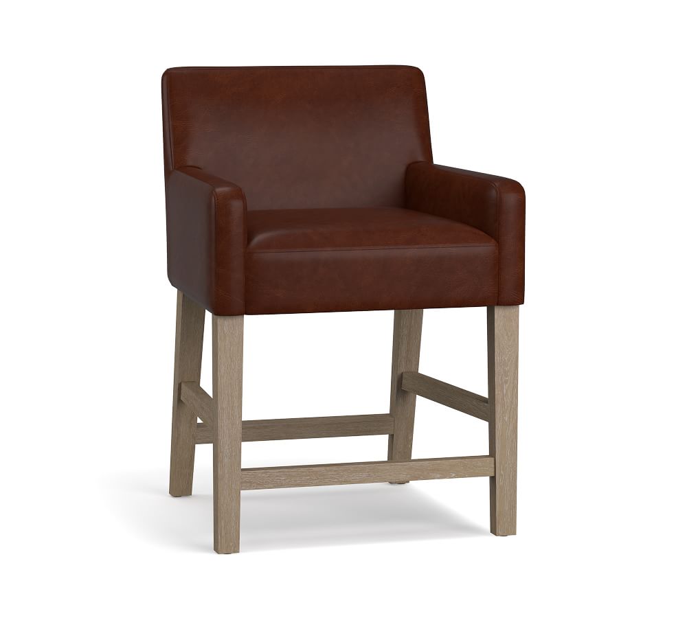 PB Classic Upholstered Leather Bar Stool | Pottery Barn