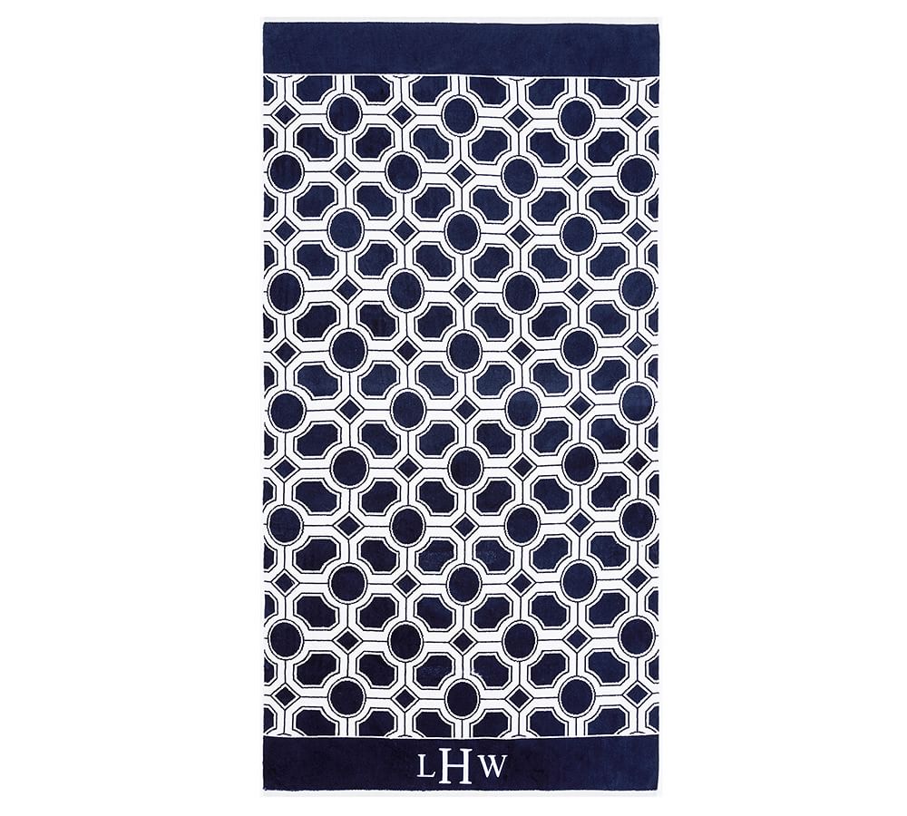 Nova Jacquard Beach Towel, Navy Pottery Barn
