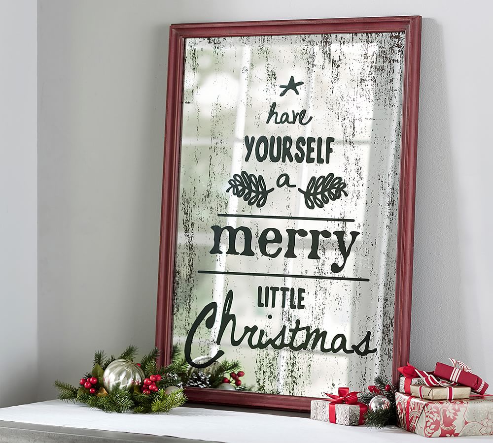 Merry Christmas Mirrored Art Wall Decor Pottery Barn